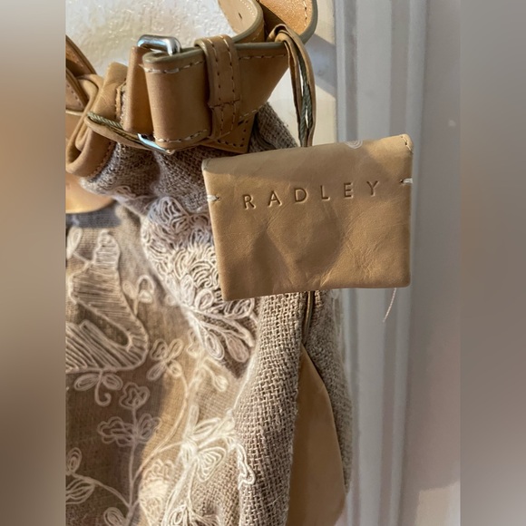 RADLEY LONDON Beige Floral Canvas Crossbody with Tan Leather Trim - Picture 3 of 7